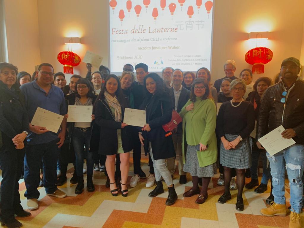 Fiesta de los Faroles en solidaridad con China, en la Escuela de Lengua y Cultura de Sant'Egidio de Milán